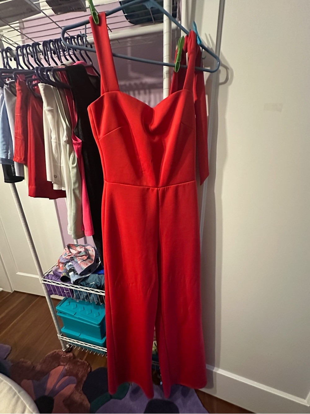 Red Sleeveless Wide-Leg Jumpsuit